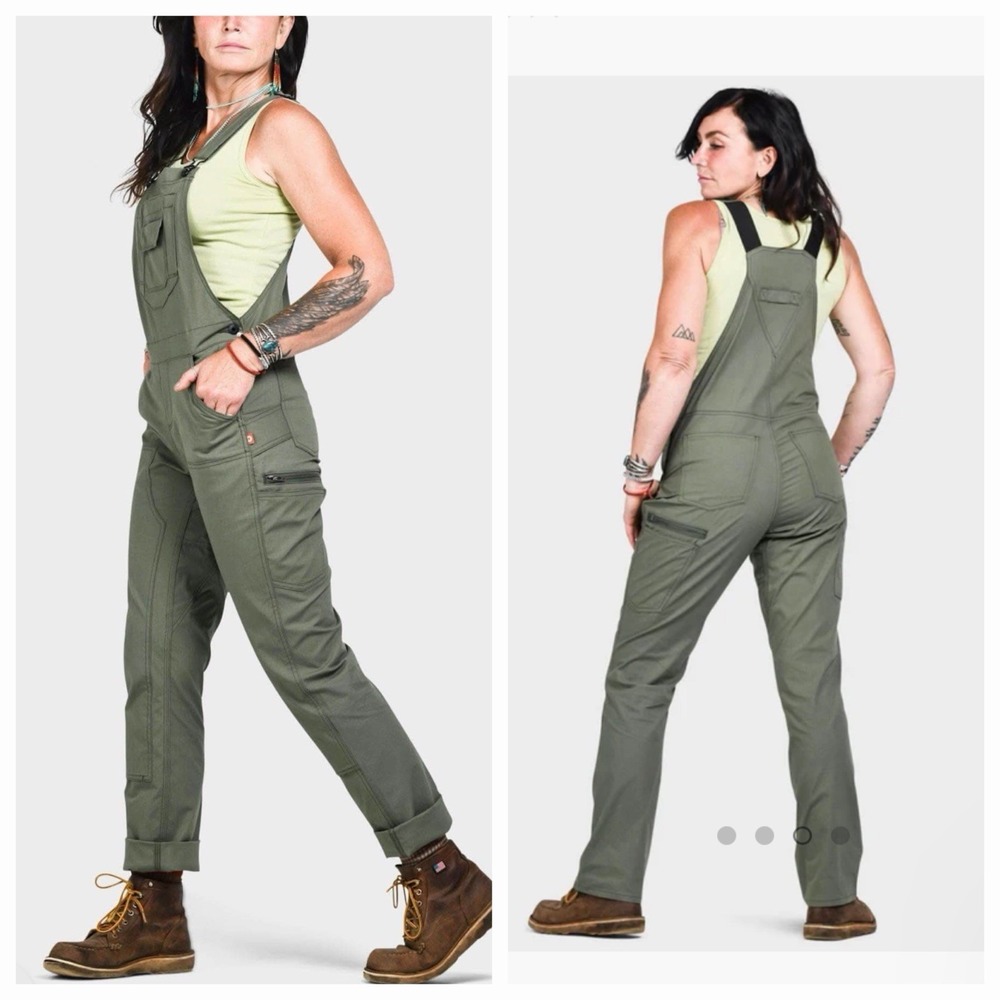 Dovetail Freshley Overall Women 12 30 Lichen Green Ripstop Work Overalls Stretch